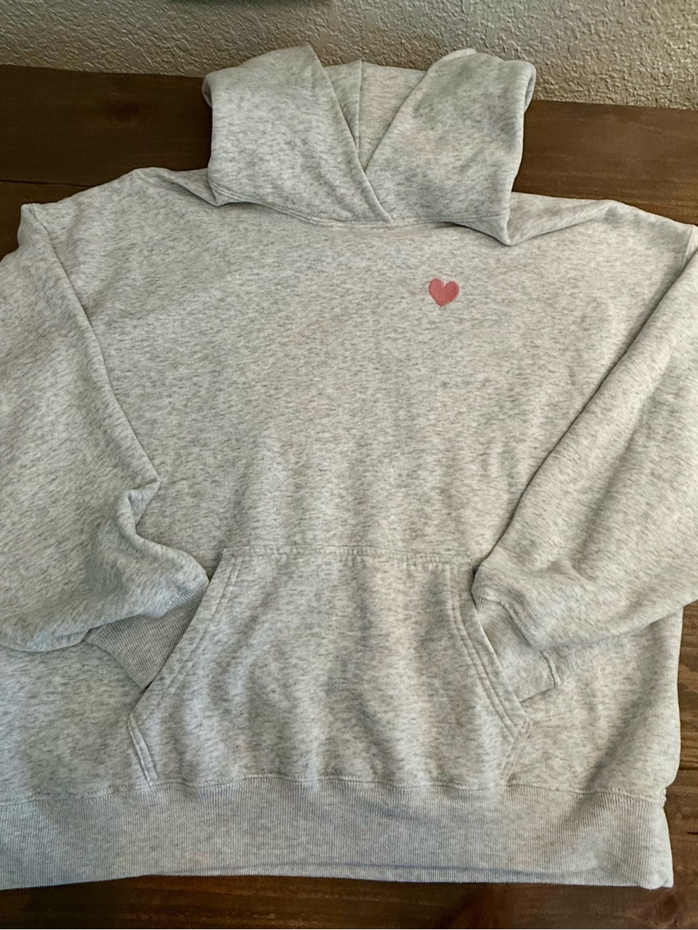 Women's Hollister  Light Gray Hoodie Sweater with Pink Heart